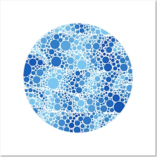 Blue Polka Dots Wave Pattern Posters and Art